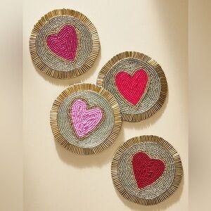 Anthropologie Joanna Buchanan Heart Coasters Set of 2